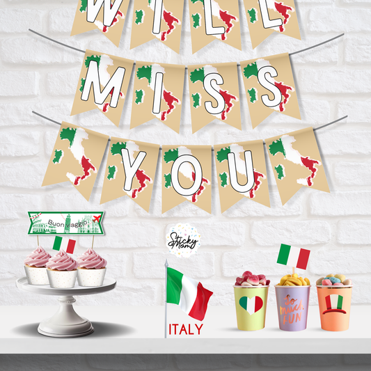 Italy Farewell banner, Italy poster, Italy cupcake toppers - printable