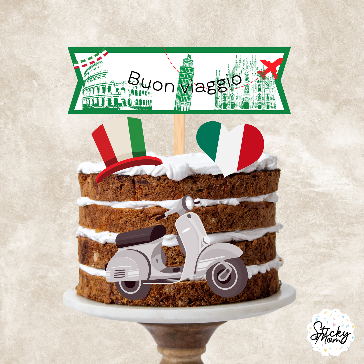 Italy Farewell banner, Italy poster, Italy cupcake toppers - printable