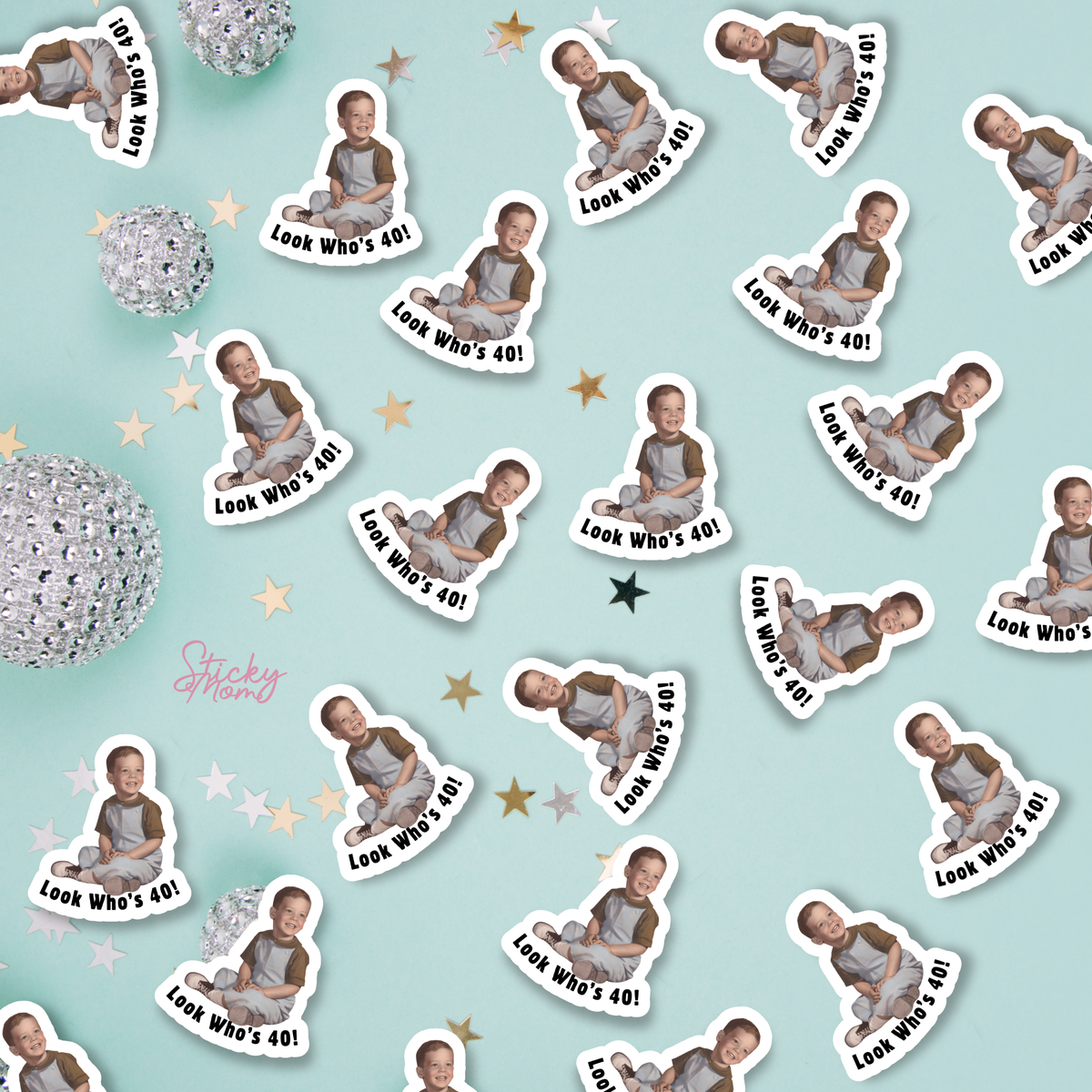 Fuck im 40 Look whos 30 50 60 70 Birthday photo confetti , photo cupcake toppers confetti popcorn boxes cake topper picture paper straws