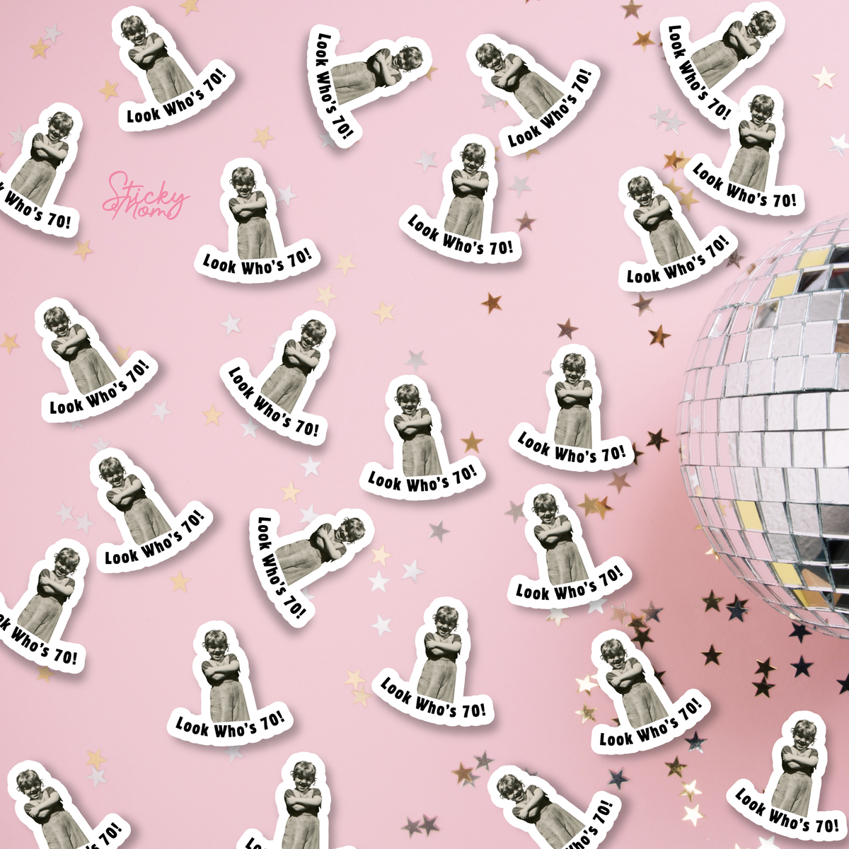 Fuck im 40 Look whos 30 50 60 70 Birthday photo confetti , photo cupcake toppers confetti popcorn boxes cake topper picture paper straws