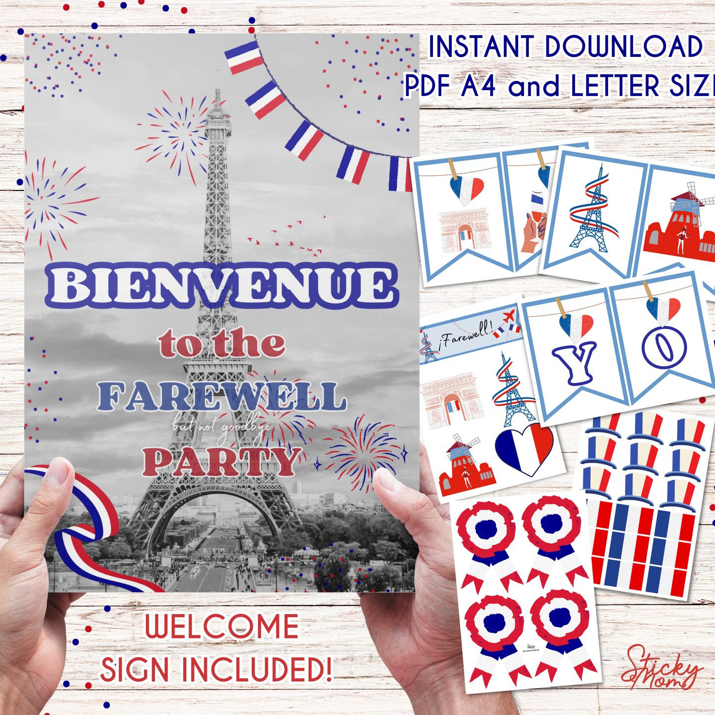 France farewell party - printable french banner & toppers