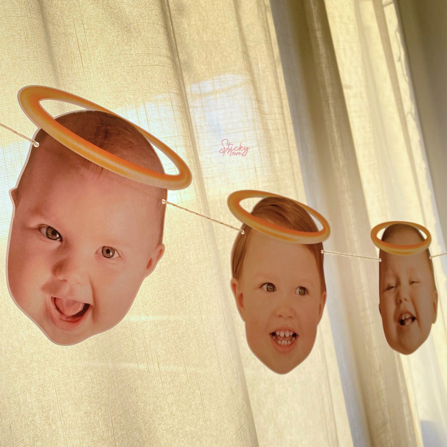 Tauffotogirlande | Cupcake-Topper zur Taufe | Konfetti mit personalisierten Babyfotos | Dekoration für die Tauffeier