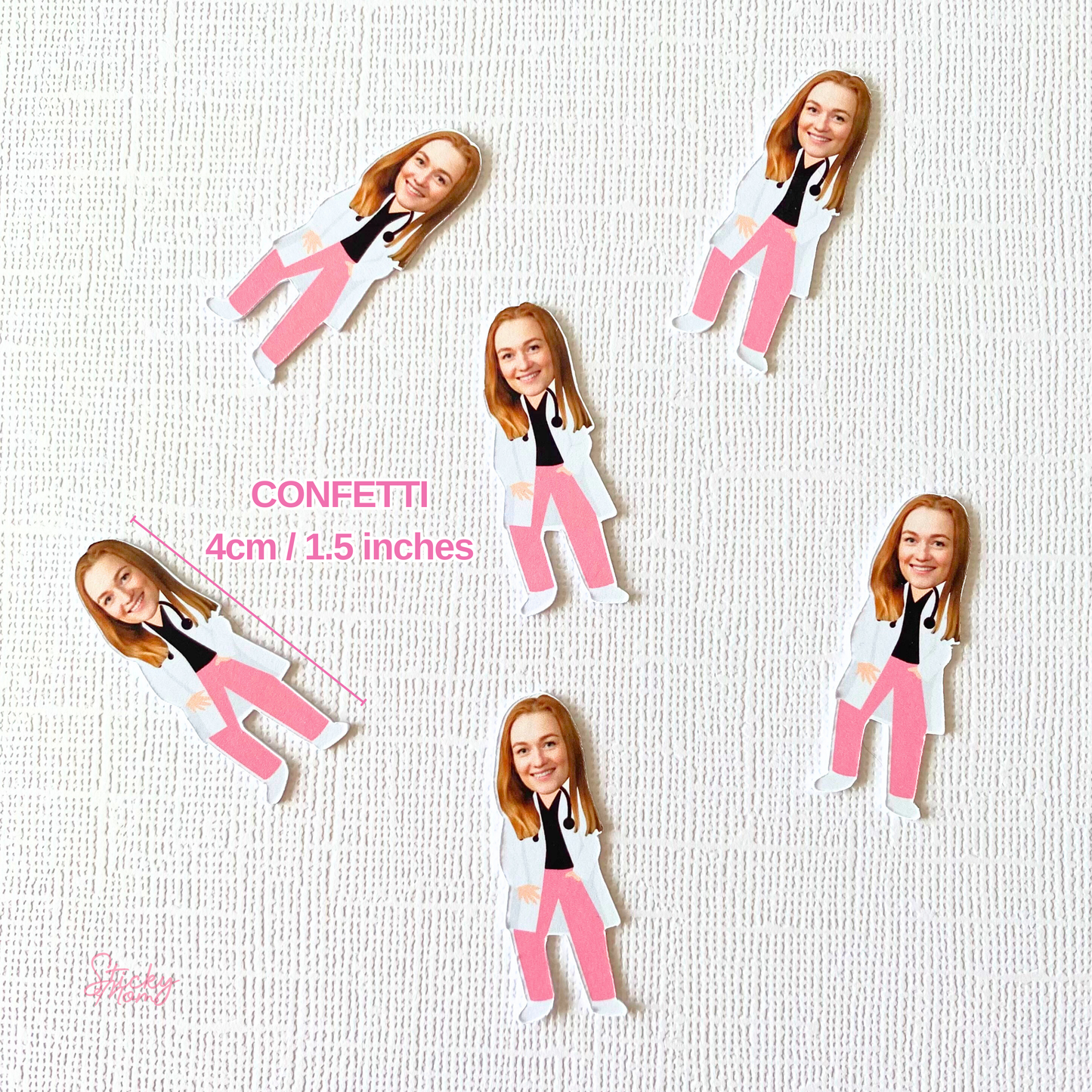 Doctor face confetti, doctor cupcake toppers, doctor banner