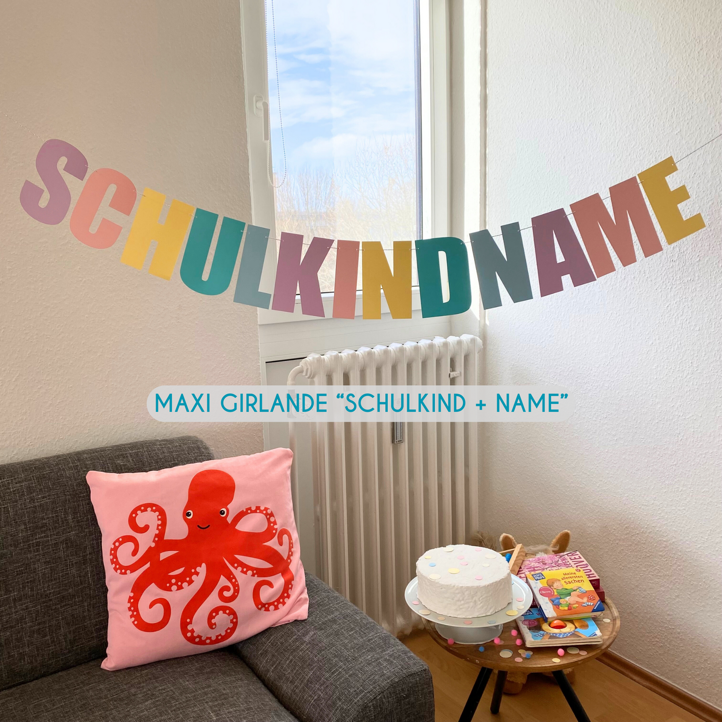 "SCHULKIND" maxi garland personalized with name