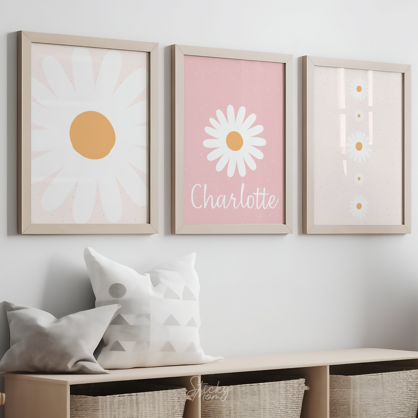 Daisy flowers Prints Set - personalized with name