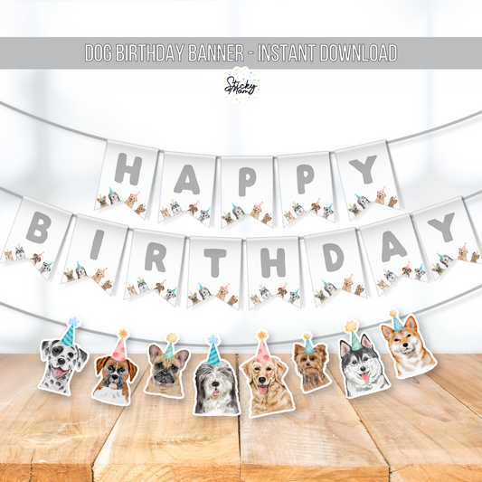 Hunde Geburtstag Druckbare Girlande Set