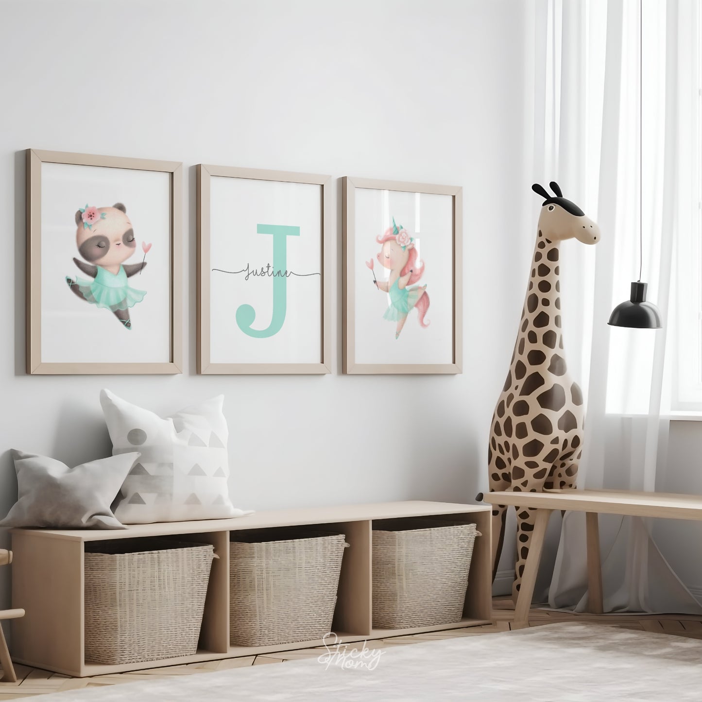 Ballerina Nursery Prints Set - personalized with name