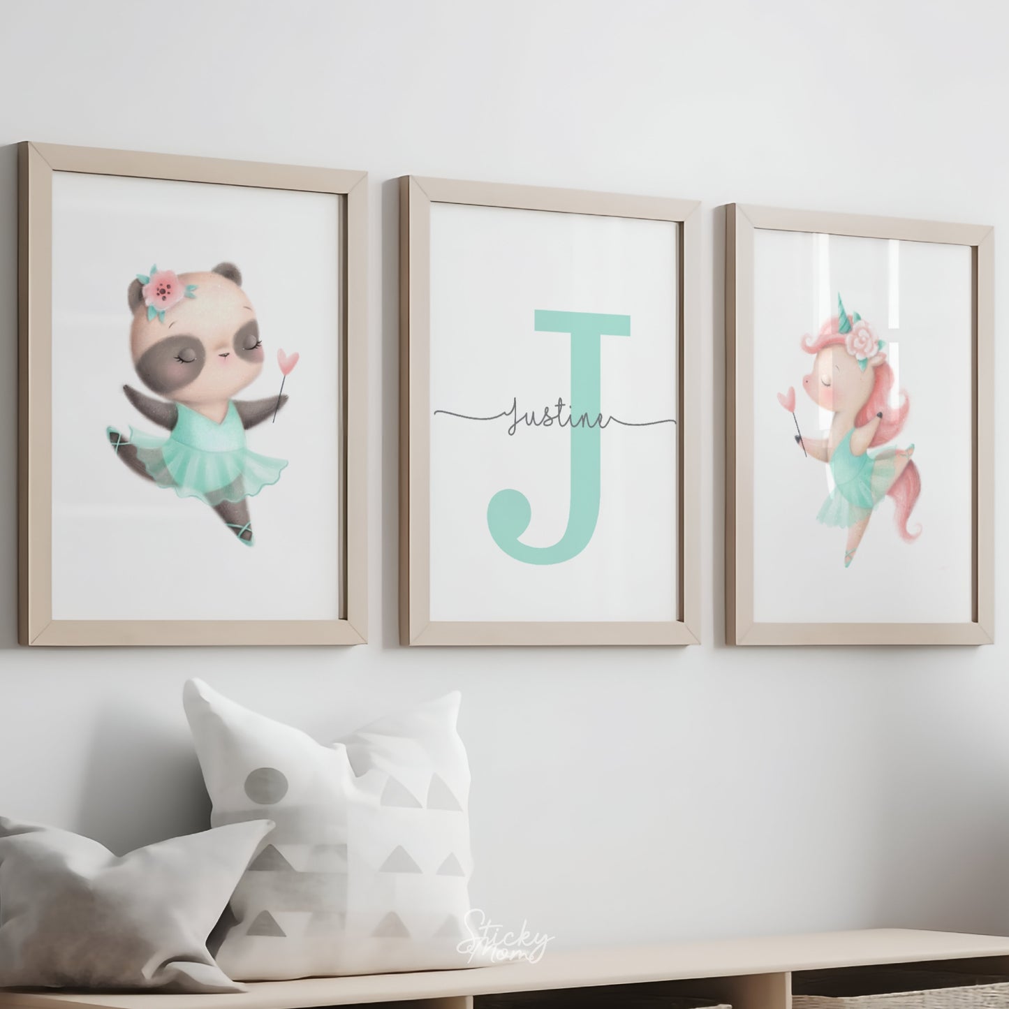 Ballerina Nursery Prints Set - personalized with name