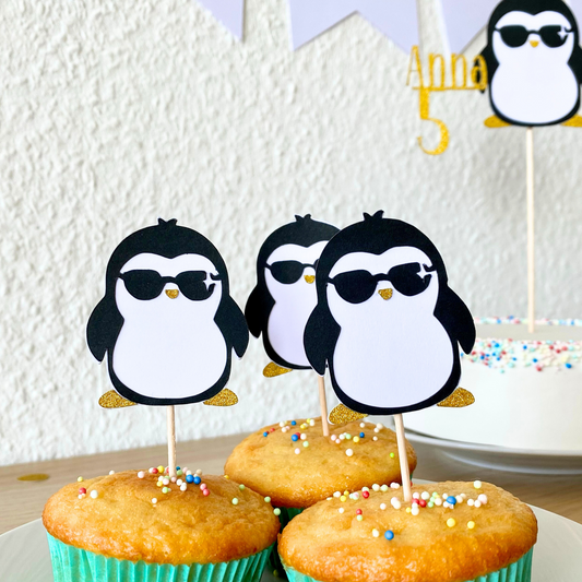 Penguin party Cupcake toppers