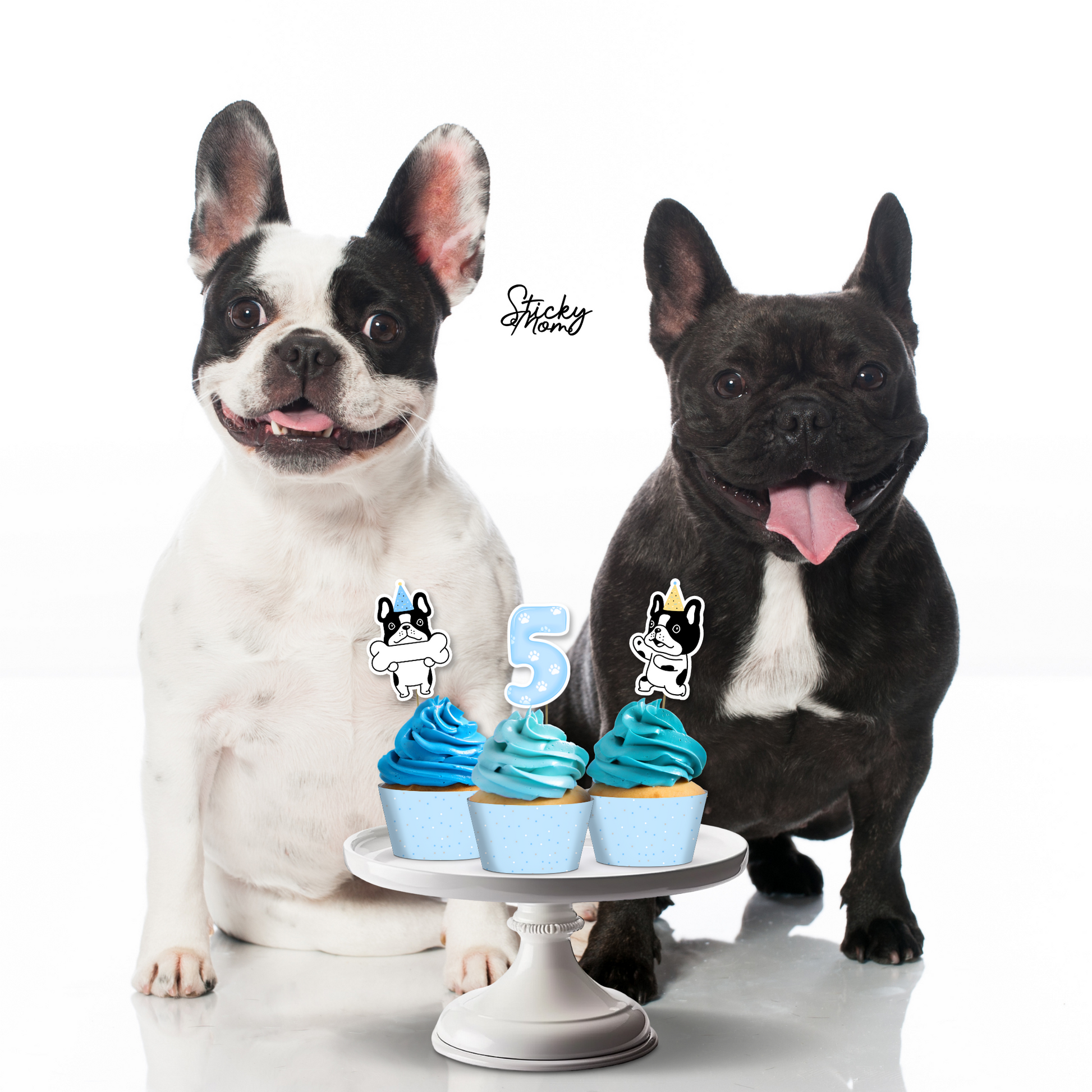 french bulldog cupcake toppers, dog party printable