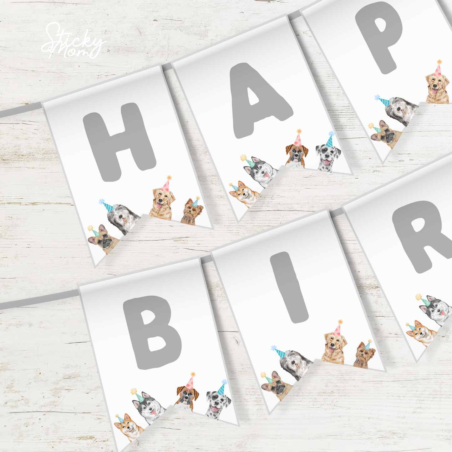 Dogs Birthday Printable garland set