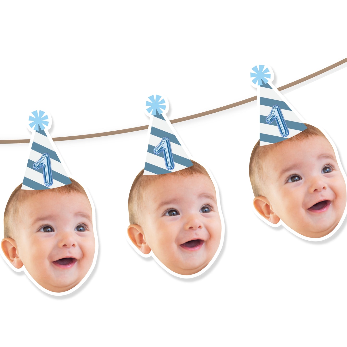 Baby personalized face banner & cupcake toppers