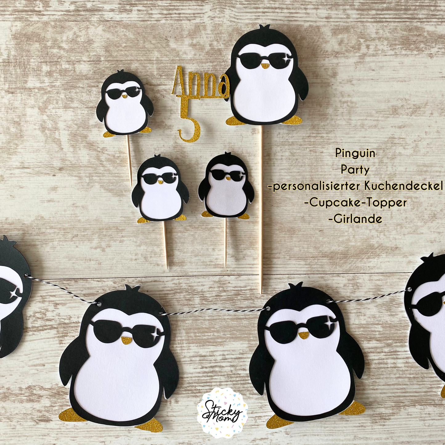 Penguin party Cupcake toppers