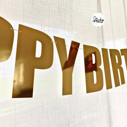 "Happy birthday" custom maxi garland - gold party