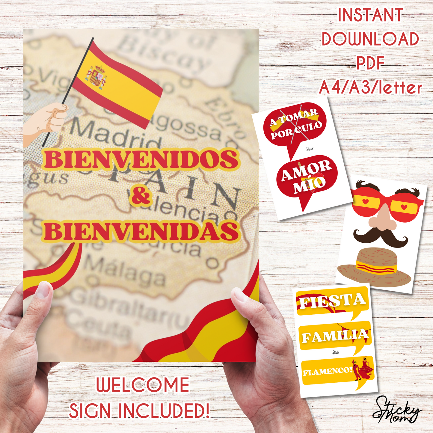 Spain Party Photo Props - printable spanish photobooth