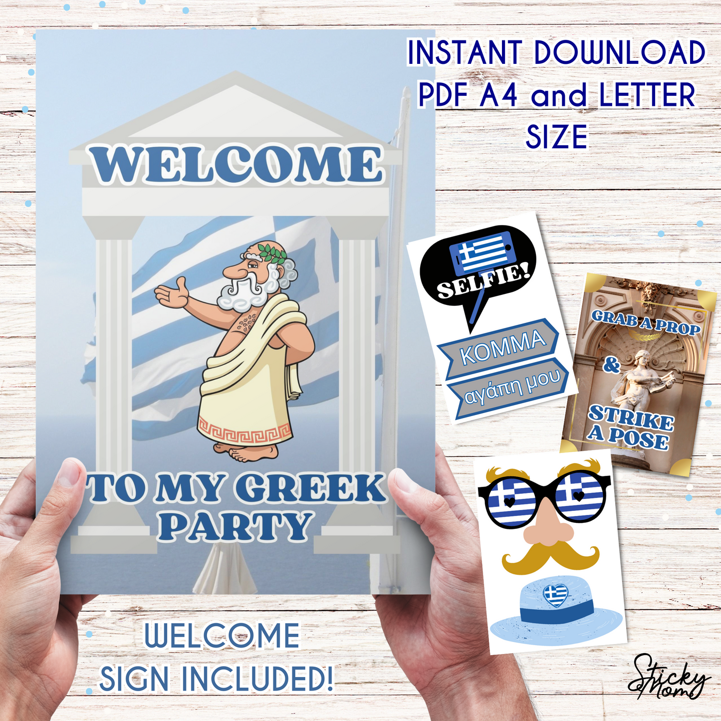 Greece Party Photo Props - printable greek photobooth