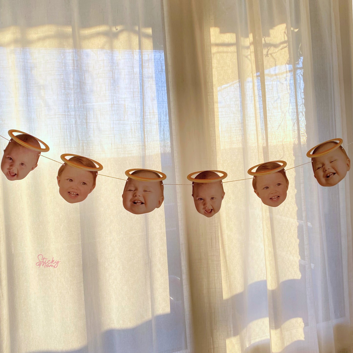 Tauffotogirlande | Cupcake-Topper zur Taufe | Konfetti mit personalisierten Babyfotos | Dekoration für die Tauffeier