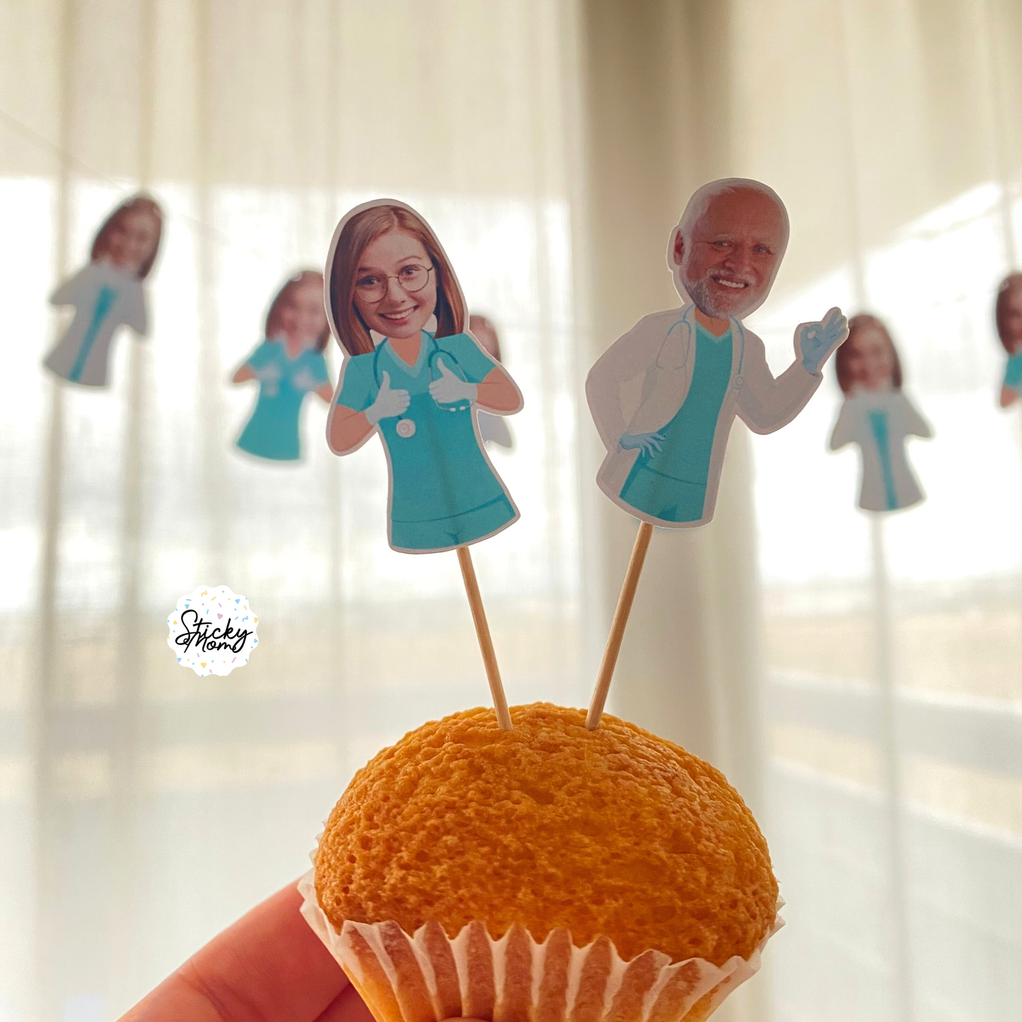 Surgeon photo banner, doctor cupcake toppers and doctor confetti - Graduation doctor day