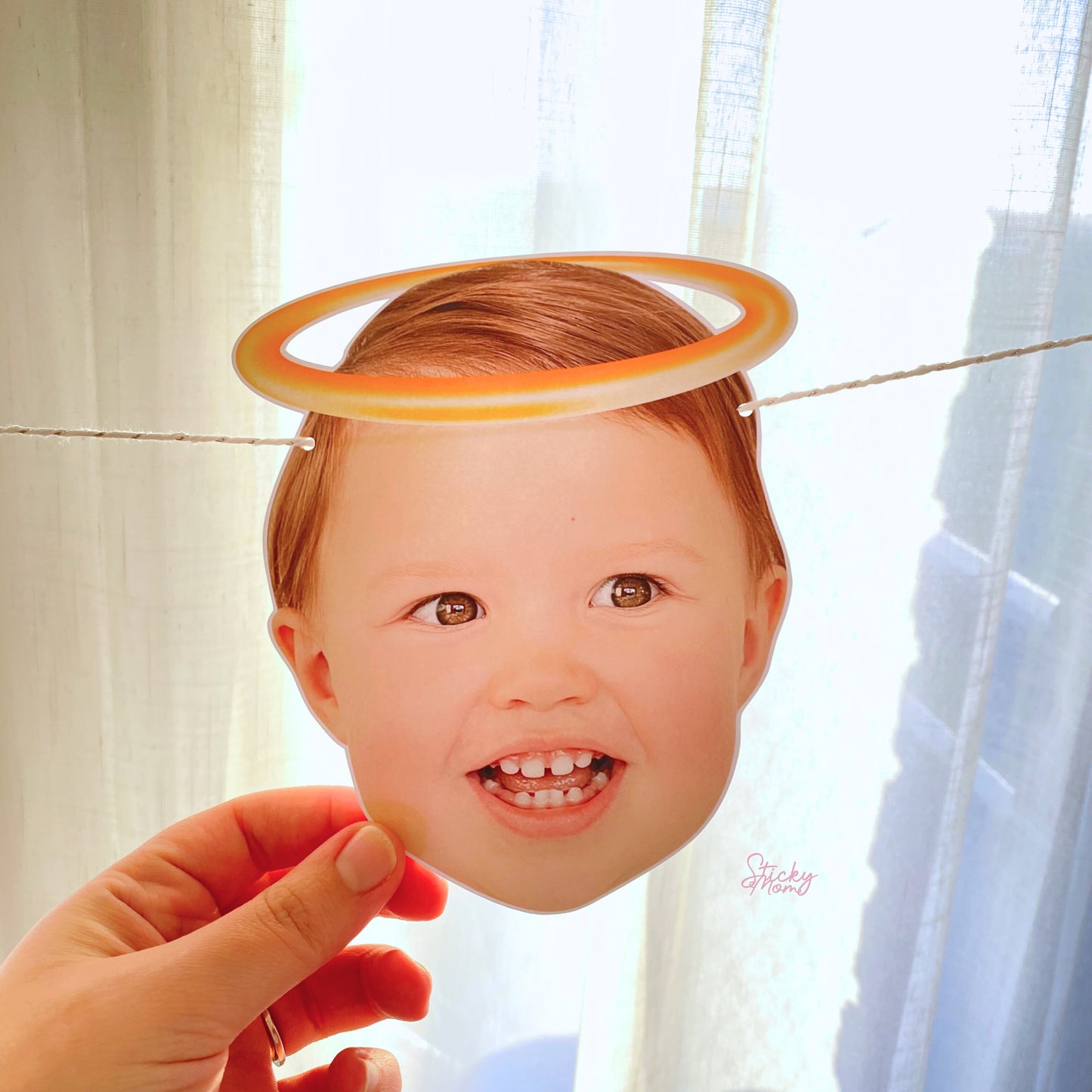 Tauffotogirlande | Cupcake-Topper zur Taufe | Konfetti mit personalisierten Babyfotos | Dekoration für die Tauffeier