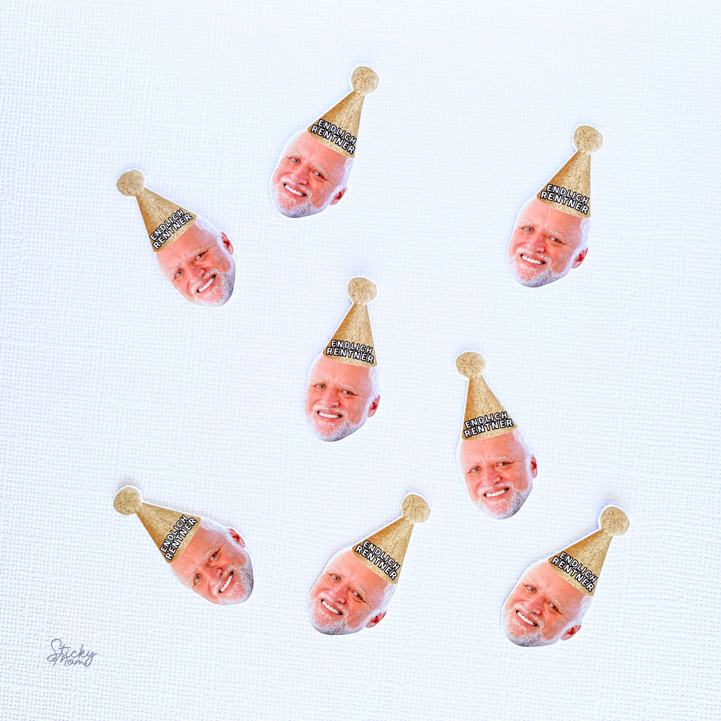 Retirement face banner, cupcake toppers and confetti - pension party