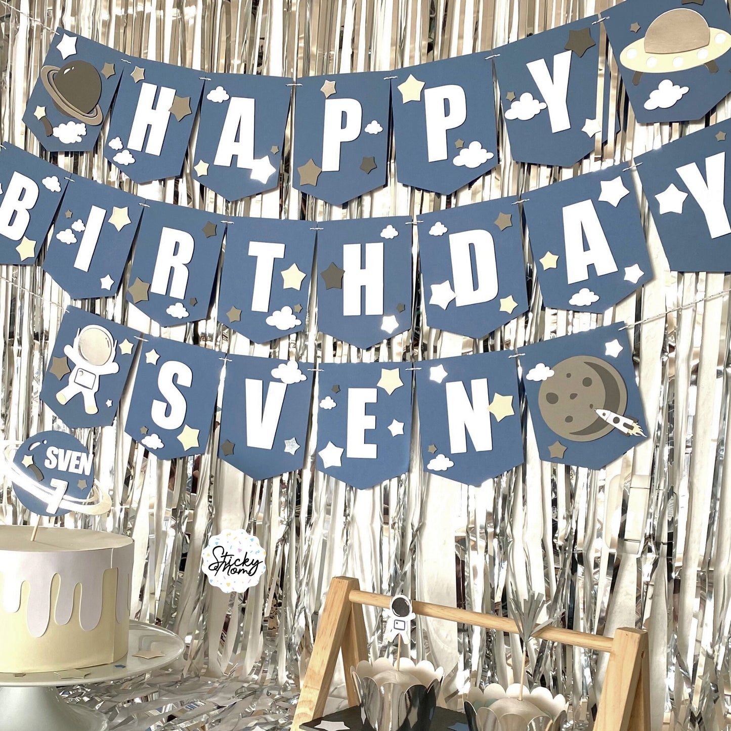 Astronaut party Banner with name- space birthday