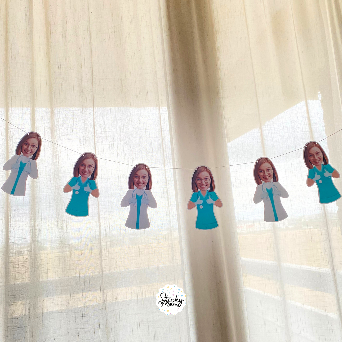 Surgeon photo banner, doctor cupcake toppers and doctor confetti - Graduation doctor day