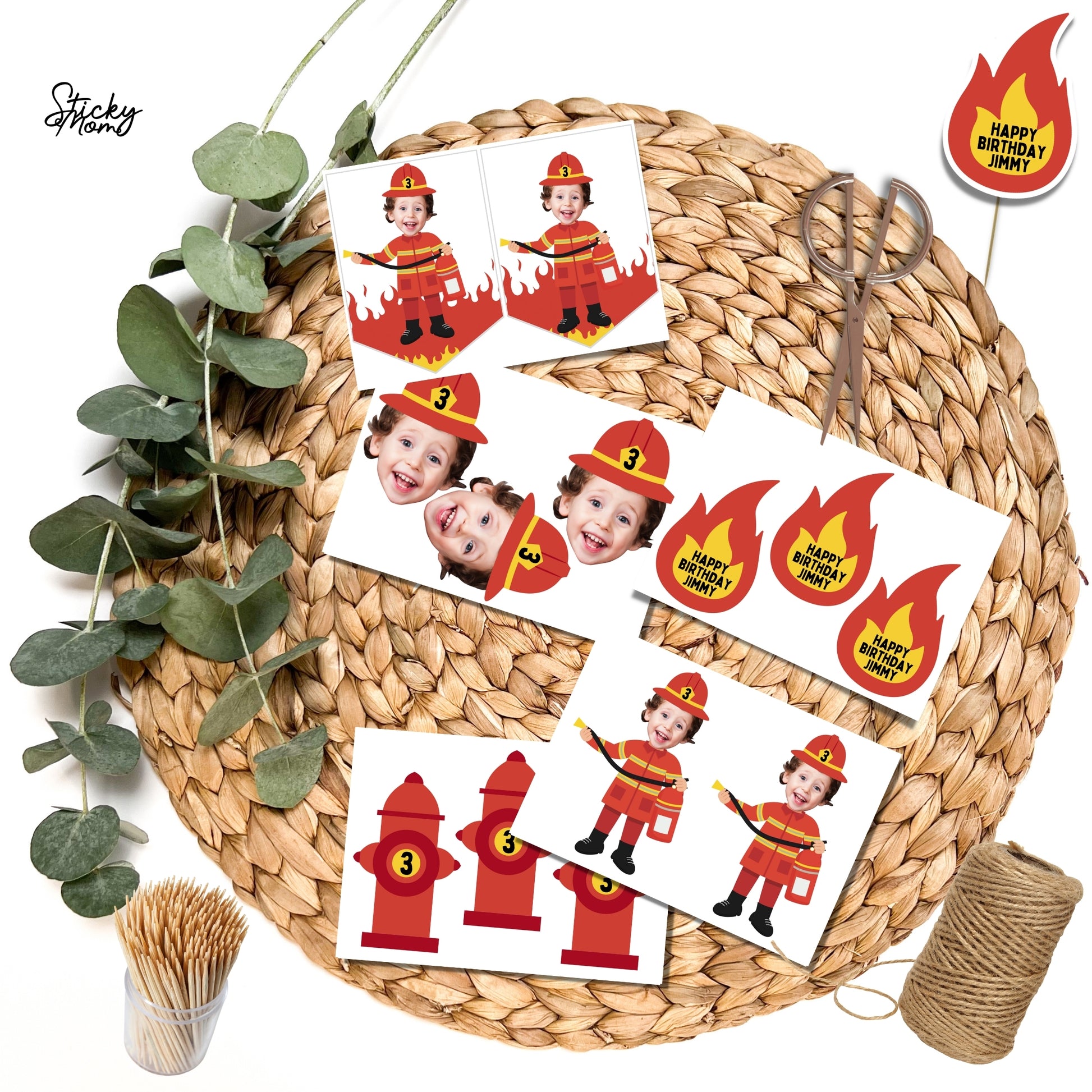 Firefighter party bundle / Fireman Custom Photo banner | printable firefighter birthday party decorations - digital