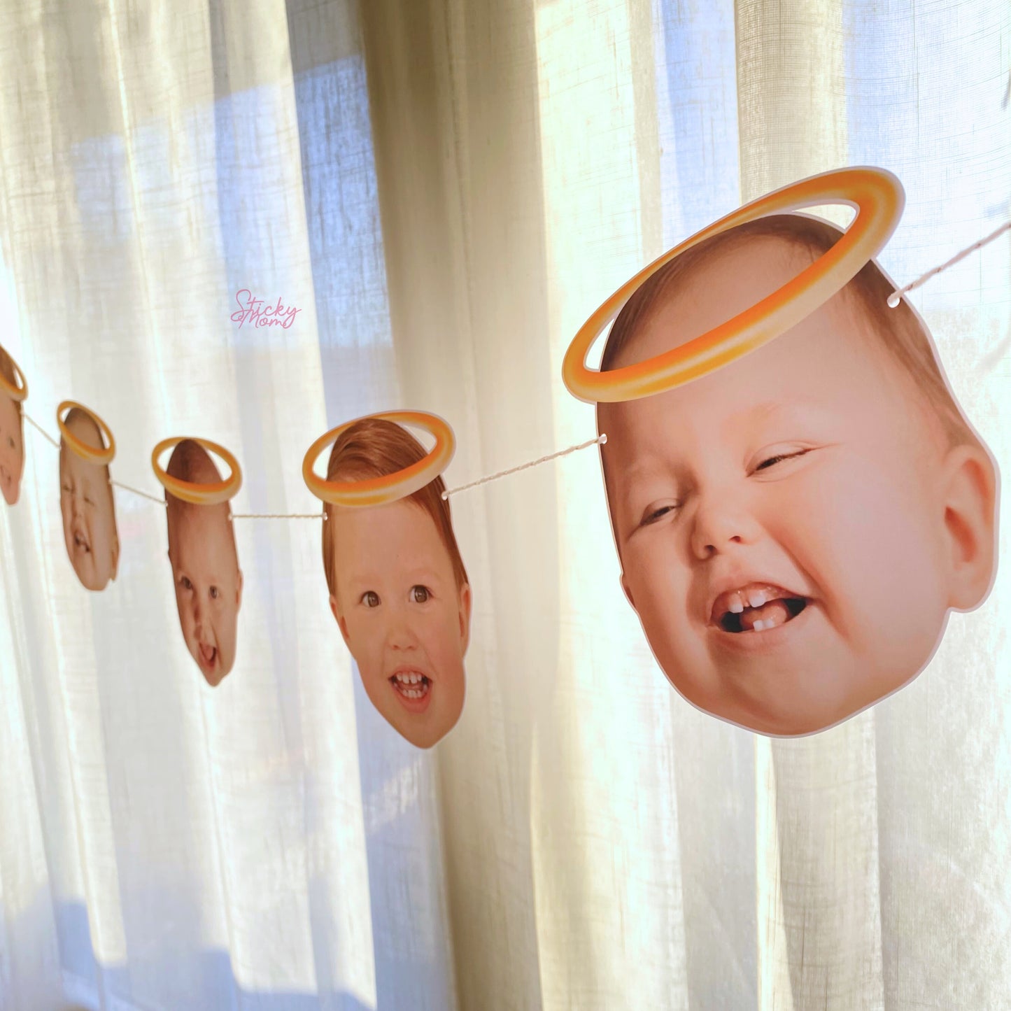 Tauffotogirlande | Cupcake-Topper zur Taufe | Konfetti mit personalisierten Babyfotos | Dekoration für die Tauffeier