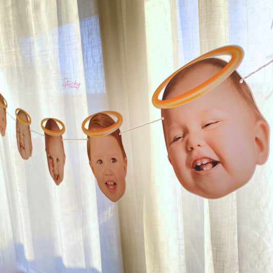 Tauffotogirlande | Cupcake-Topper zur Taufe | Konfetti mit personalisierten Babyfotos | Dekoration für die Tauffeier
