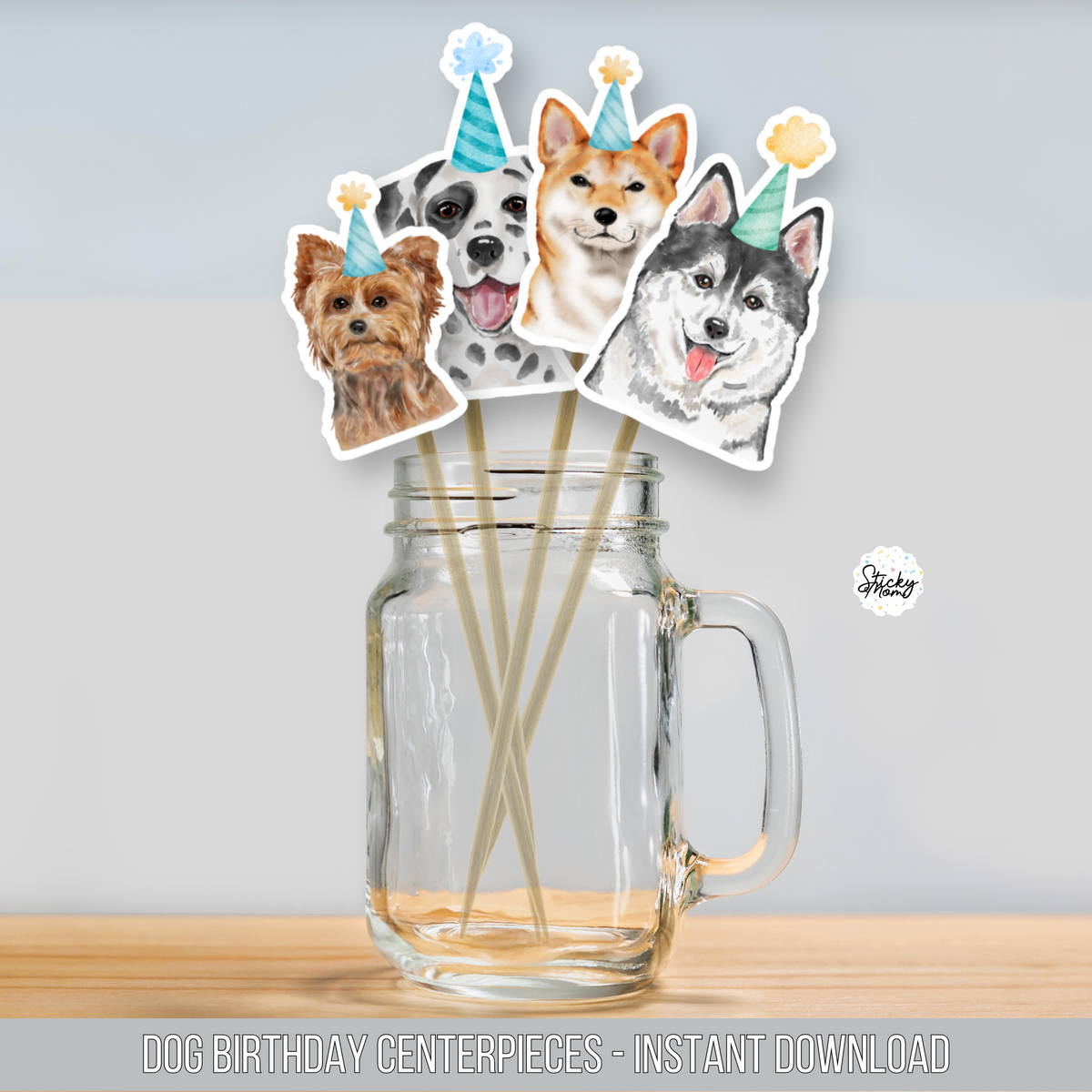 24pcs Dog Face Cupcake Toppers Dog Theme Party Cake 24pcs Dog Face Cupcake Toppers Dog Theme Party Cake