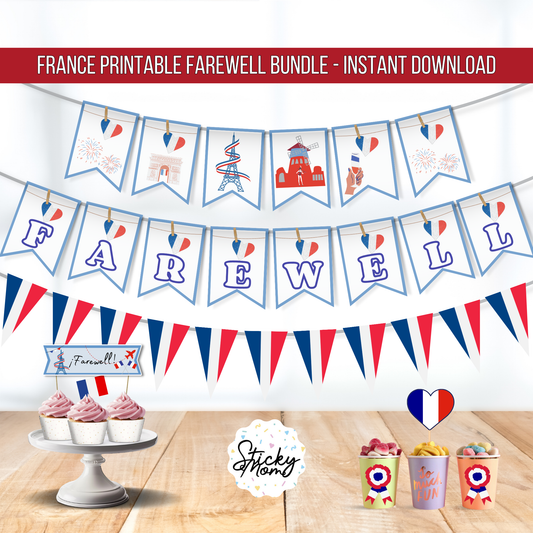 France farewell party - printable french banner & toppers