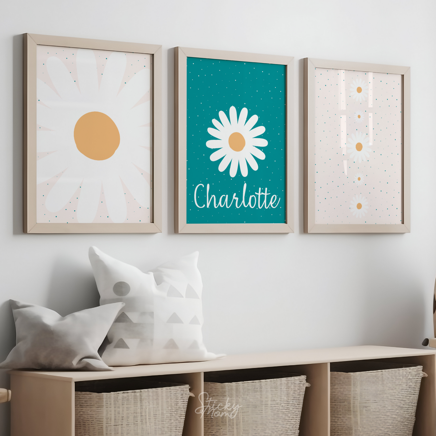 Daisy flowers Prints Set - personalized with name