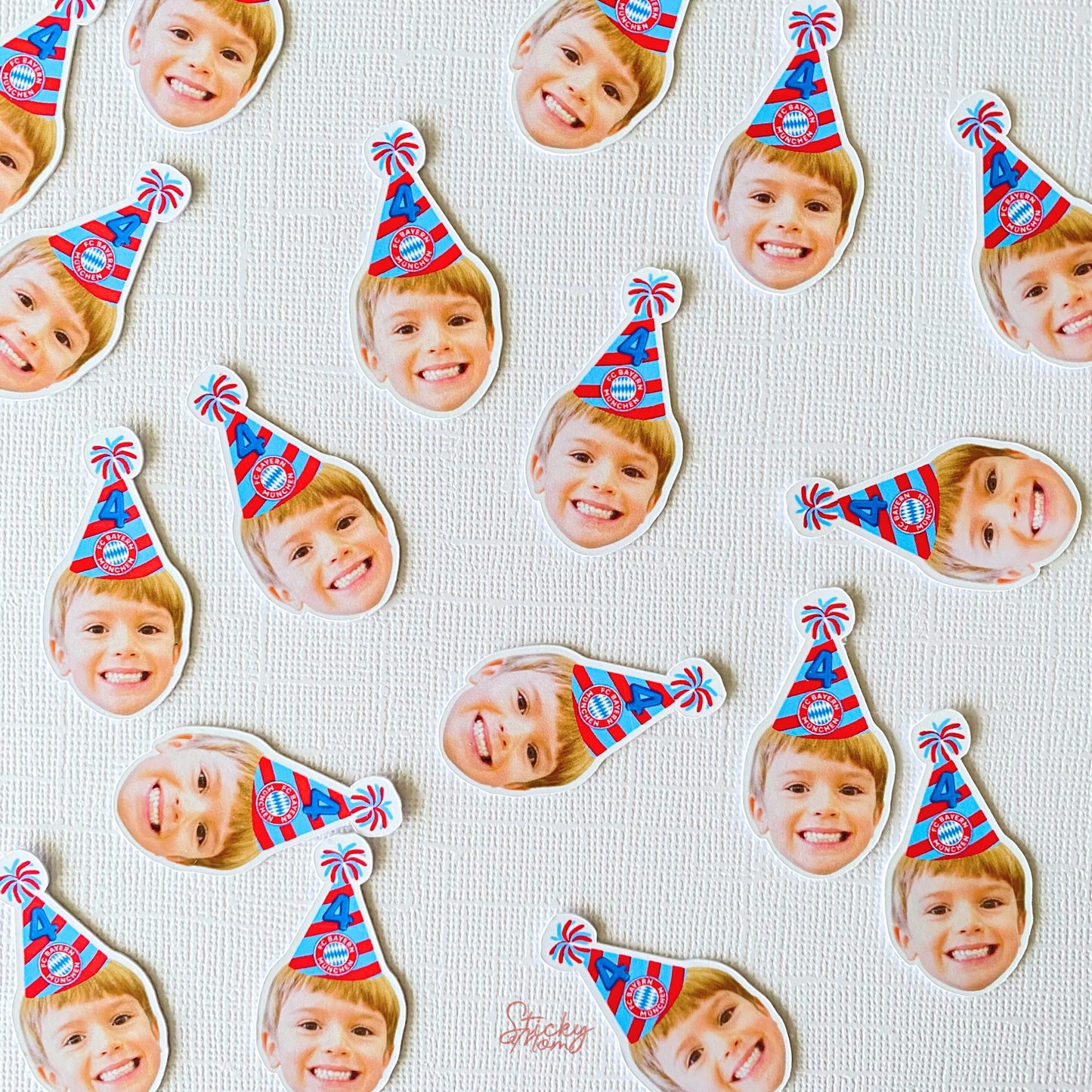 Bayern München FC party | Face banner | Custom birthday garland custom photo cupcake toppers | face confetti soccer birthday