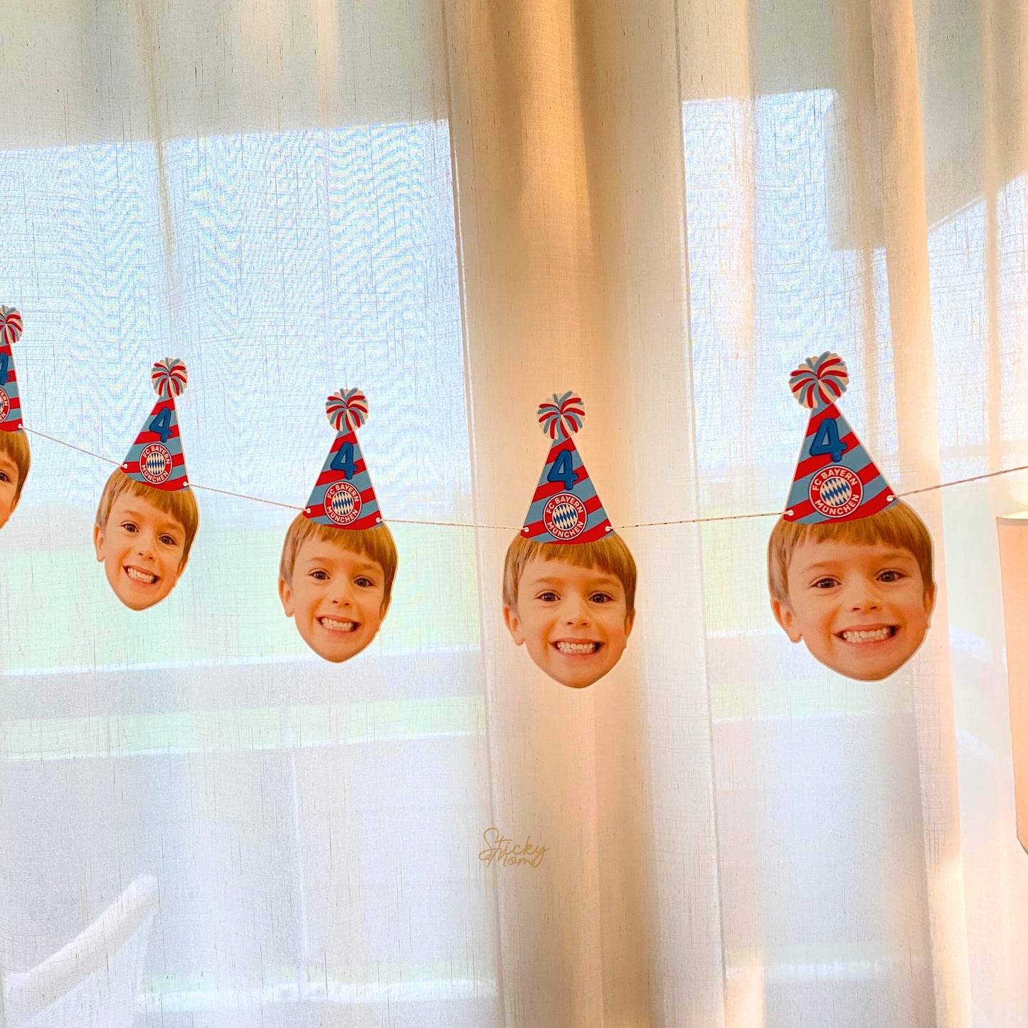 Bayern München FC party | Face banner | Custom birthday garland custom photo cupcake toppers | face confetti soccer birthday
