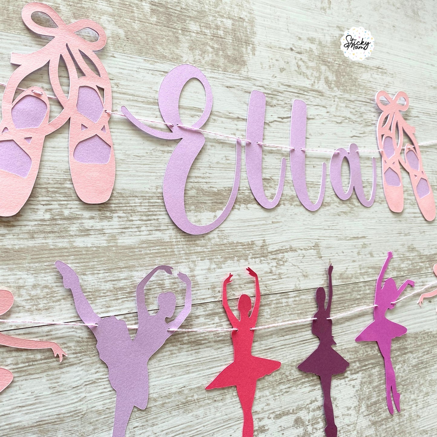 Ballerina party garland with name - ballet birthday