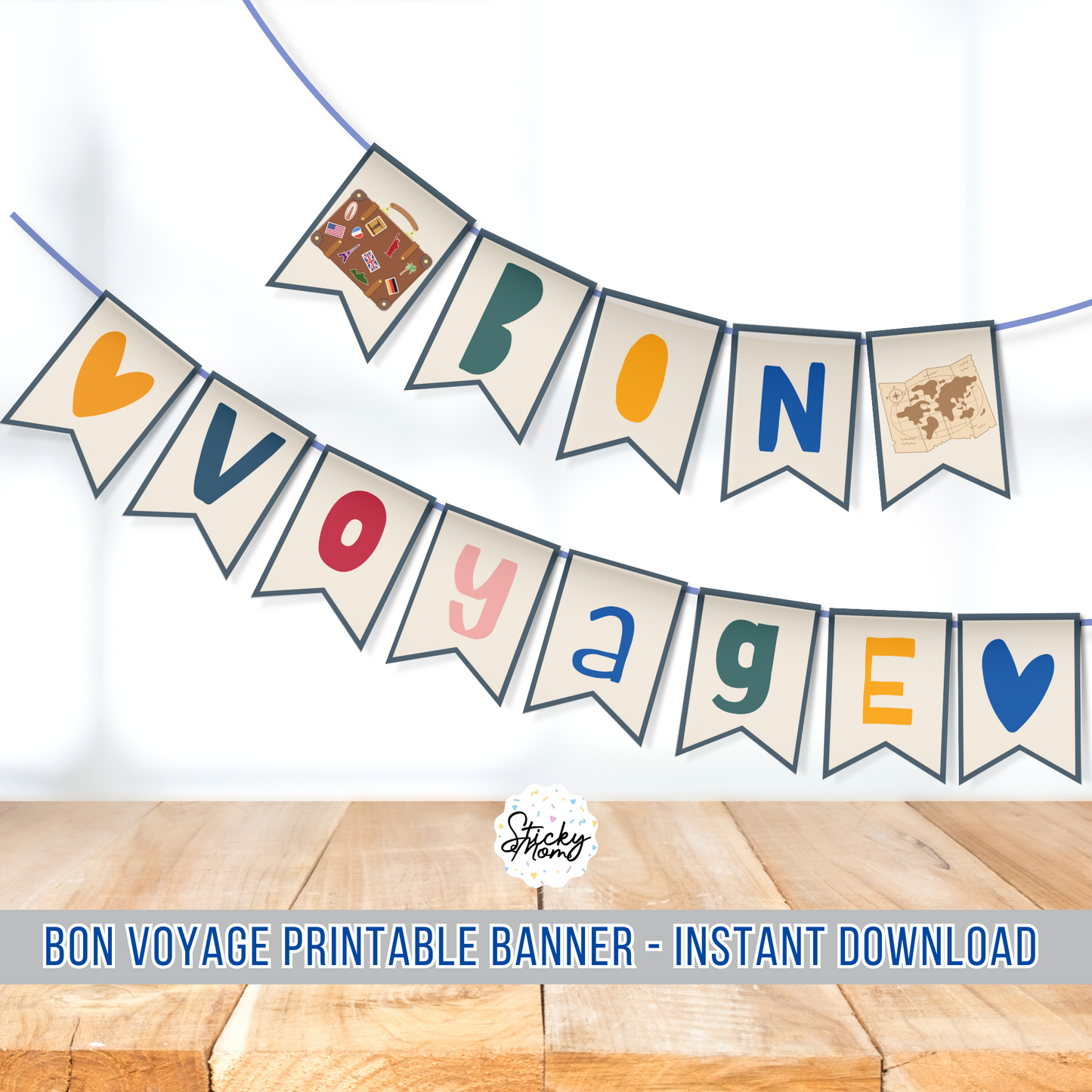 printable banner, bon voyage, printable banner template