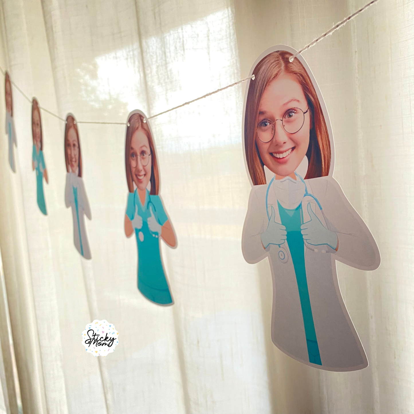 Surgeon photo banner, doctor cupcake toppers and doctor confetti - Graduation, doctor's day