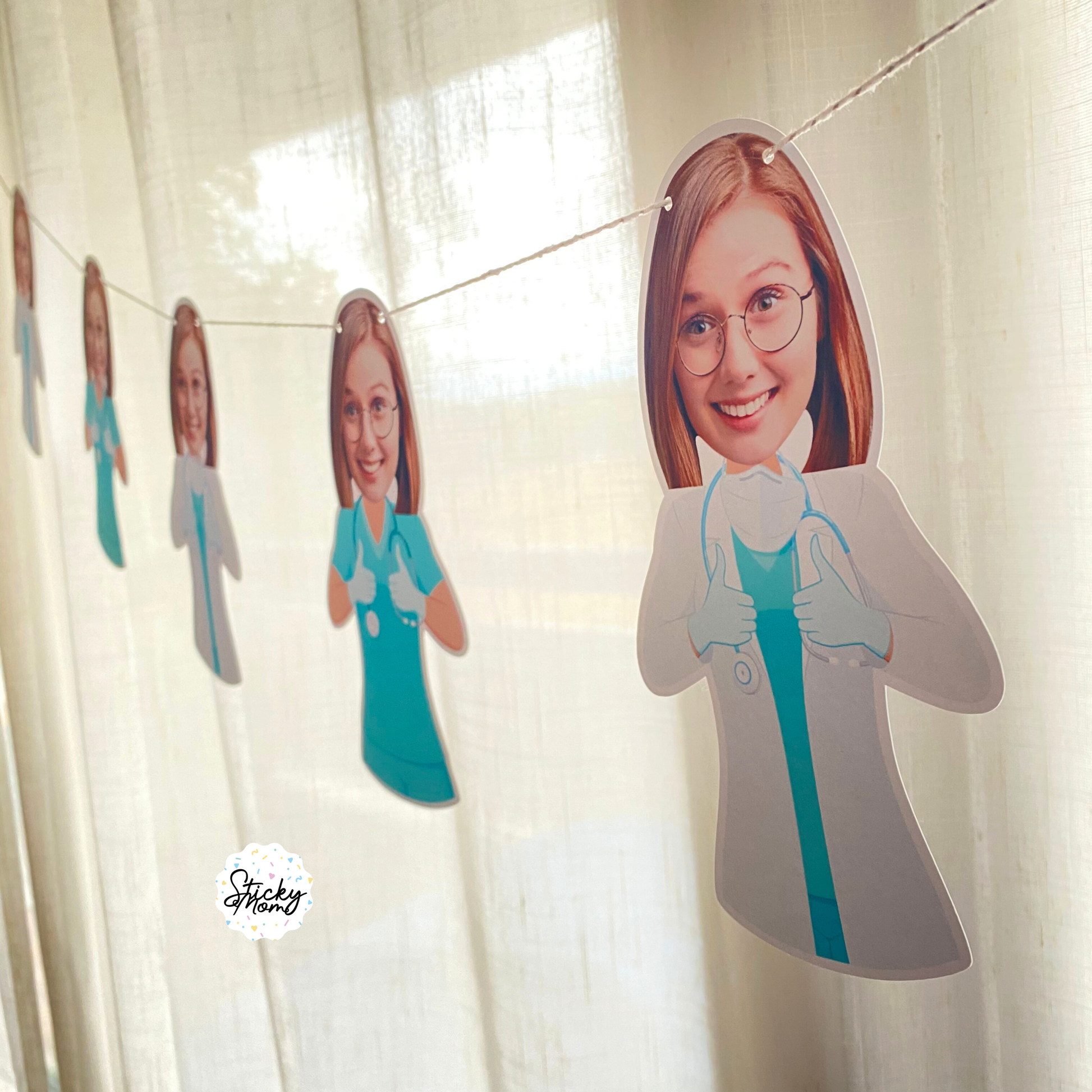 Surgeon photo banner, doctor cupcake toppers and doctor confetti - Graduation, doctor's day
