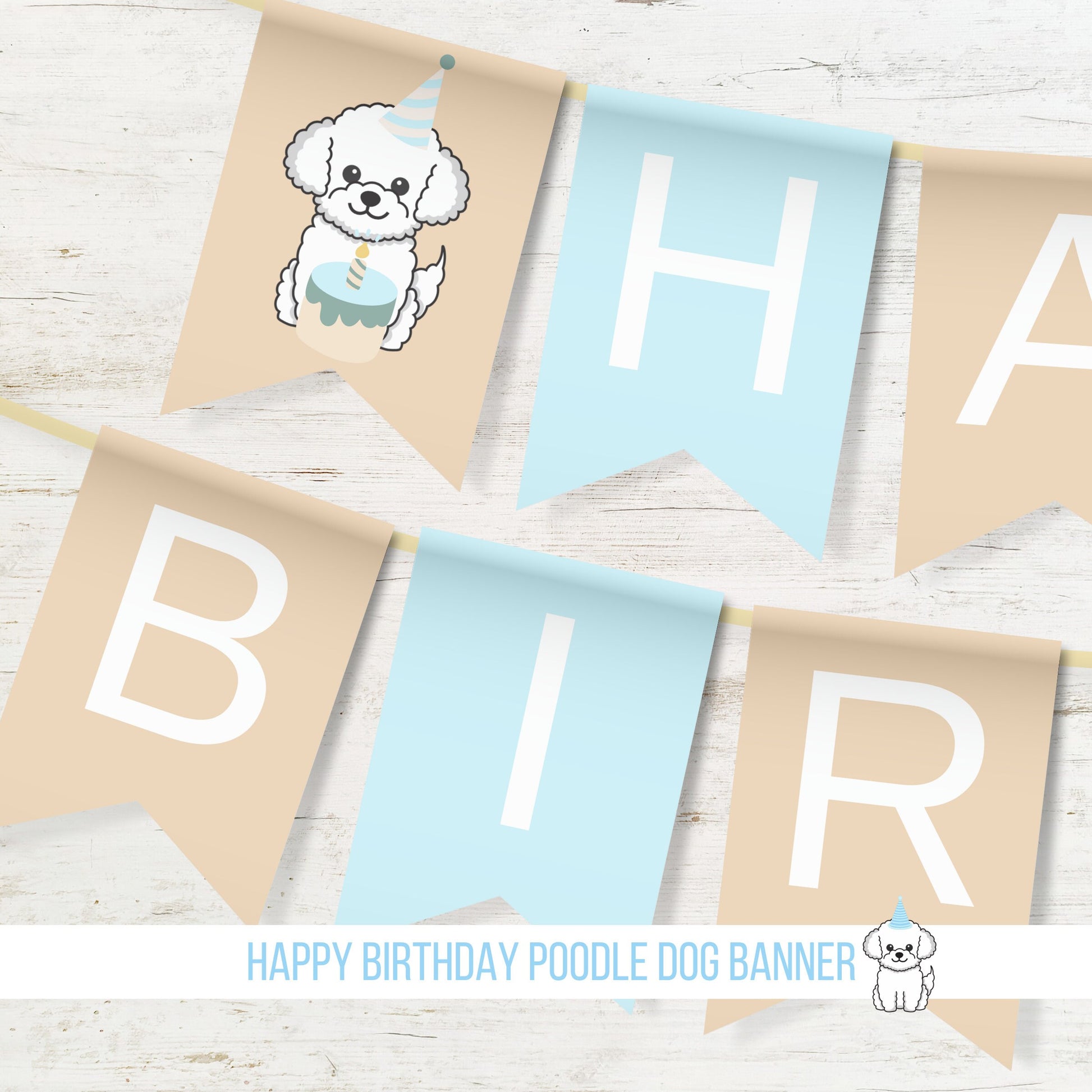 Dog Birthday Bunting, Dog Garland, Banner, Printable, Customized, DIY bunting, Dachshund, Dog, Girl&#39;s Birthday Party, digital files, white dog birthday decorations