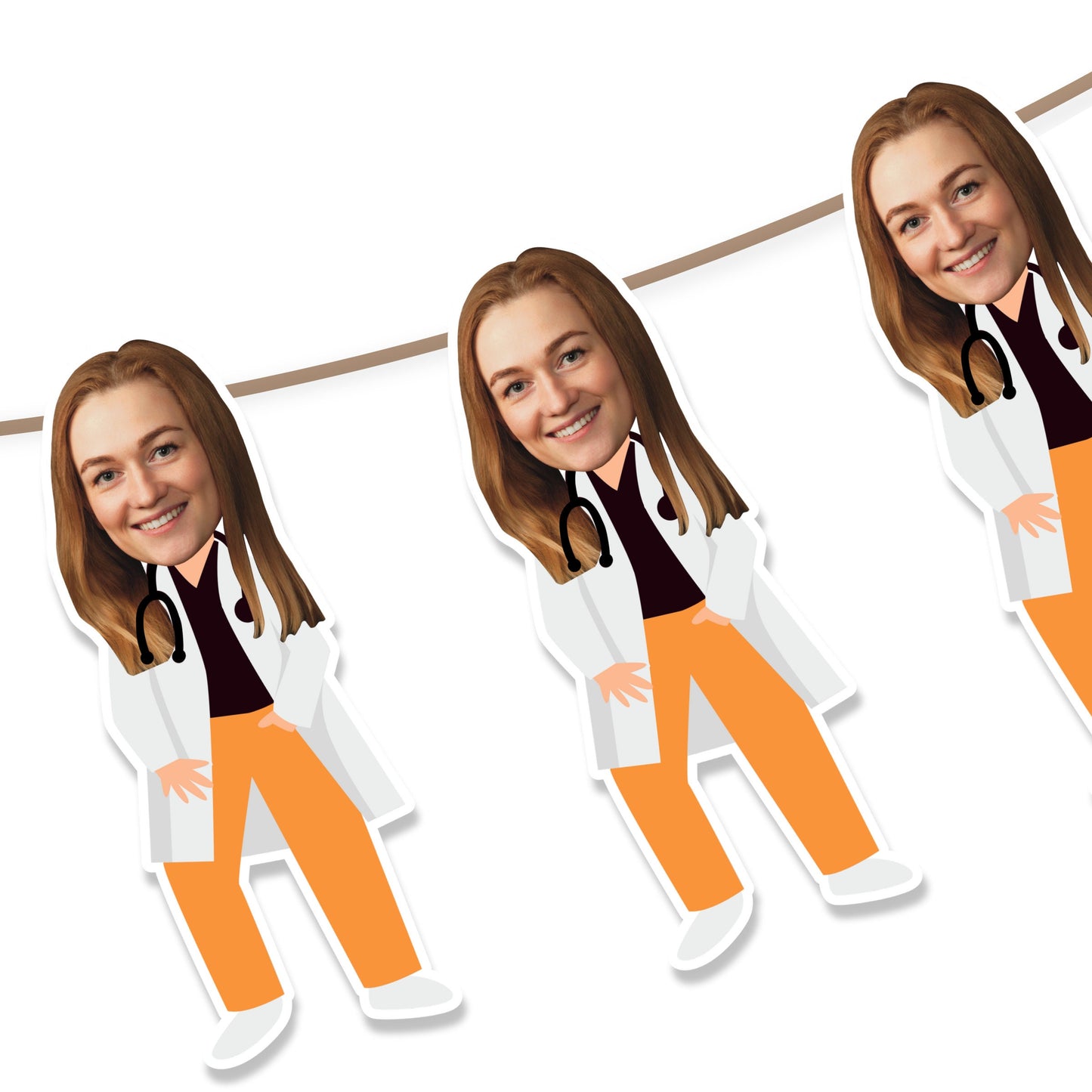 Doctor Face Banner medicine PRINTABLE Cupcake Toppers photo banner Graduation Party Decor - digital PDF