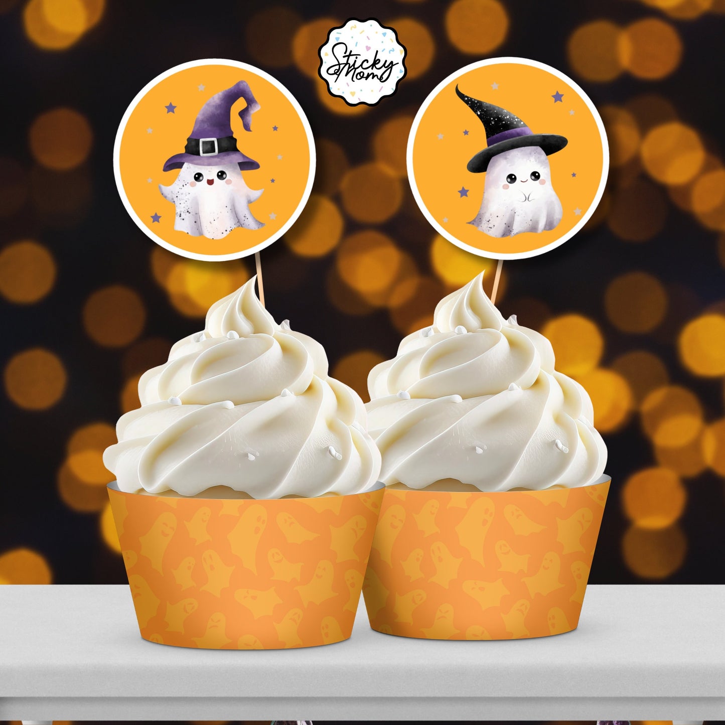 Happy Halloween cupcake toppers, Banner, Halloween Decorations, Halloween garland, Flags, PDF, Digital Download, Printable Banner, Halloween Party Decor, editable halloween decorations