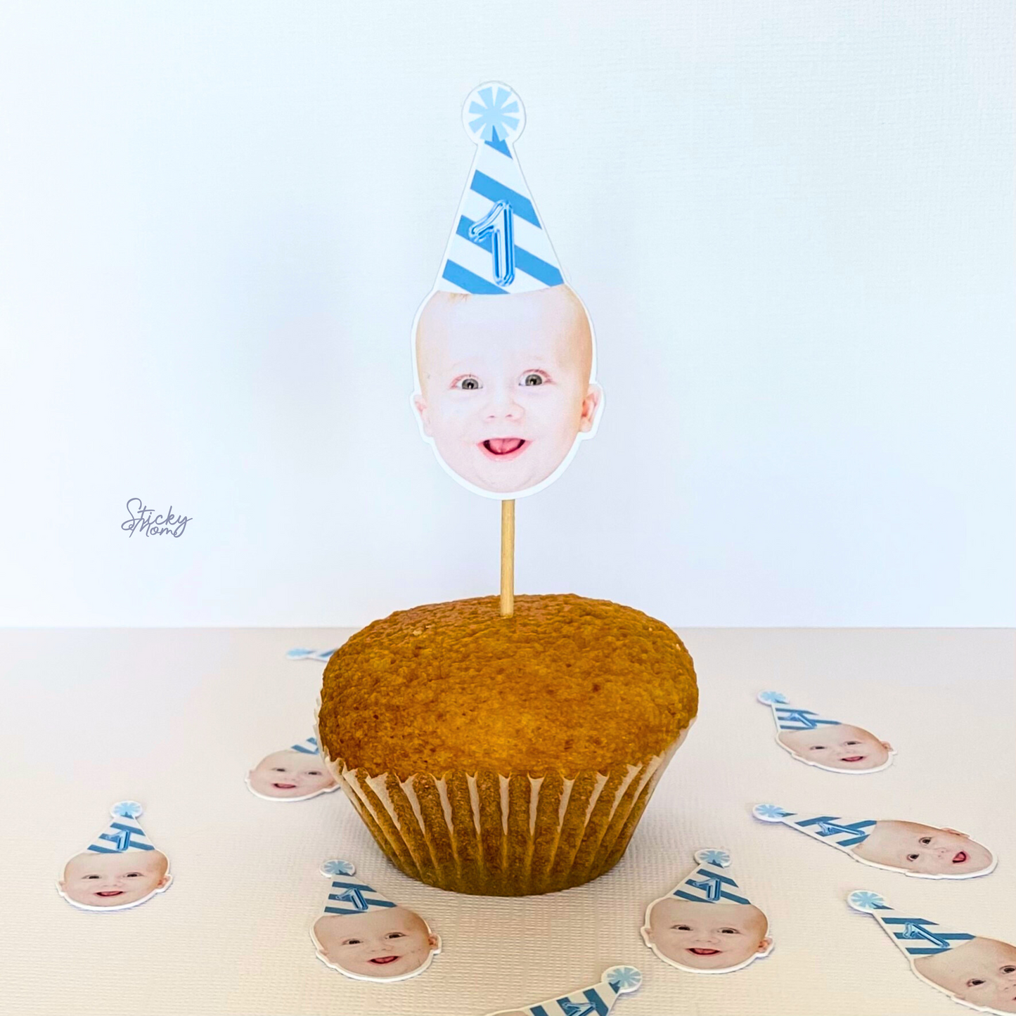 baby photo cupcake toppers image stickymomshop