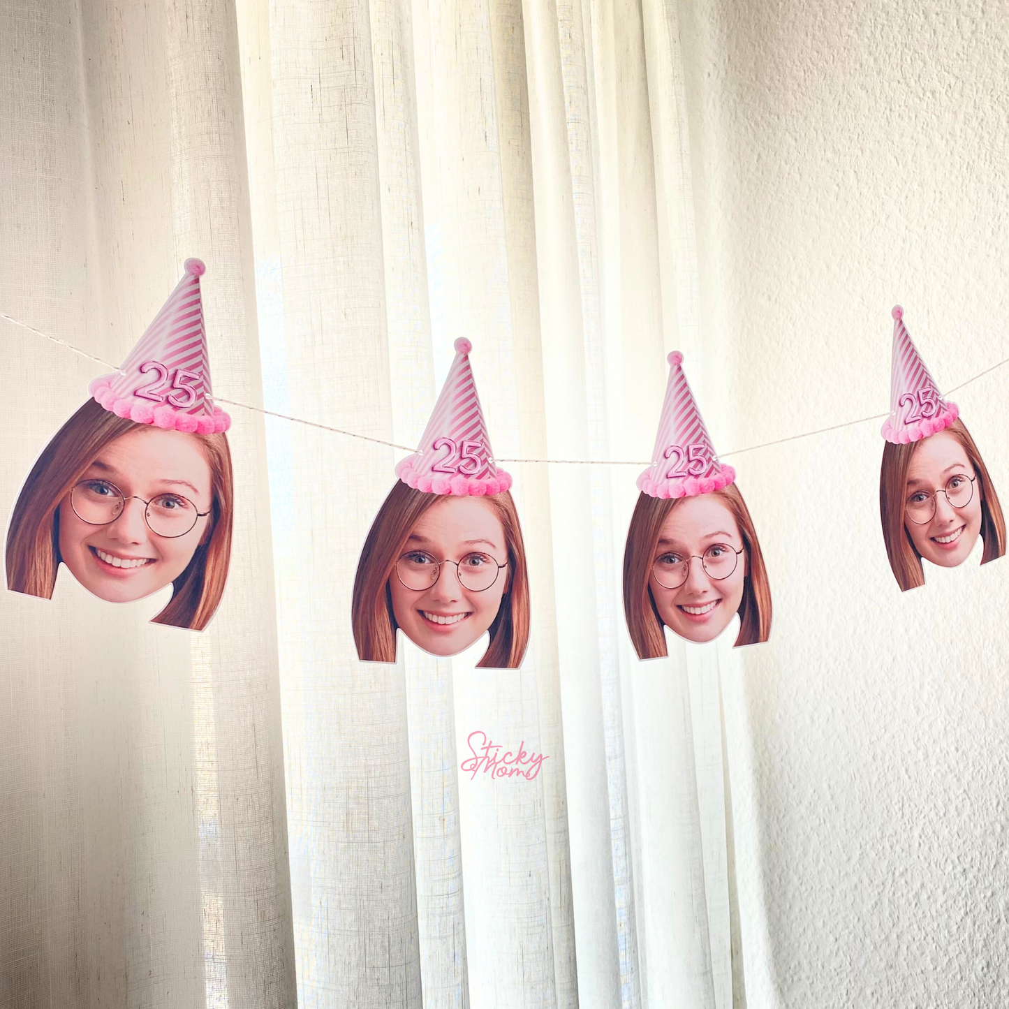 photo banner, face banner, 25th birthday party garland